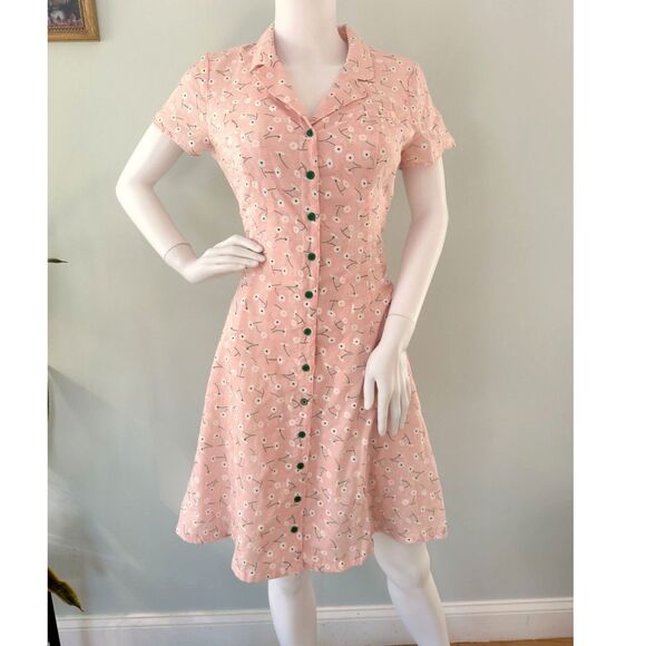 Modcloth Daytime Dynamo Pink Floral Daisy Shirt Dress Casual Gingham Sundress 4 - Picture 4 of 13
